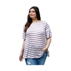 Plus Stripe Bell Short Sleeve Top - VacationGrabs