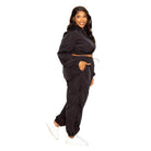 Women's Outfits & Sets Black Active Zip Up Set Cord Lock Detail