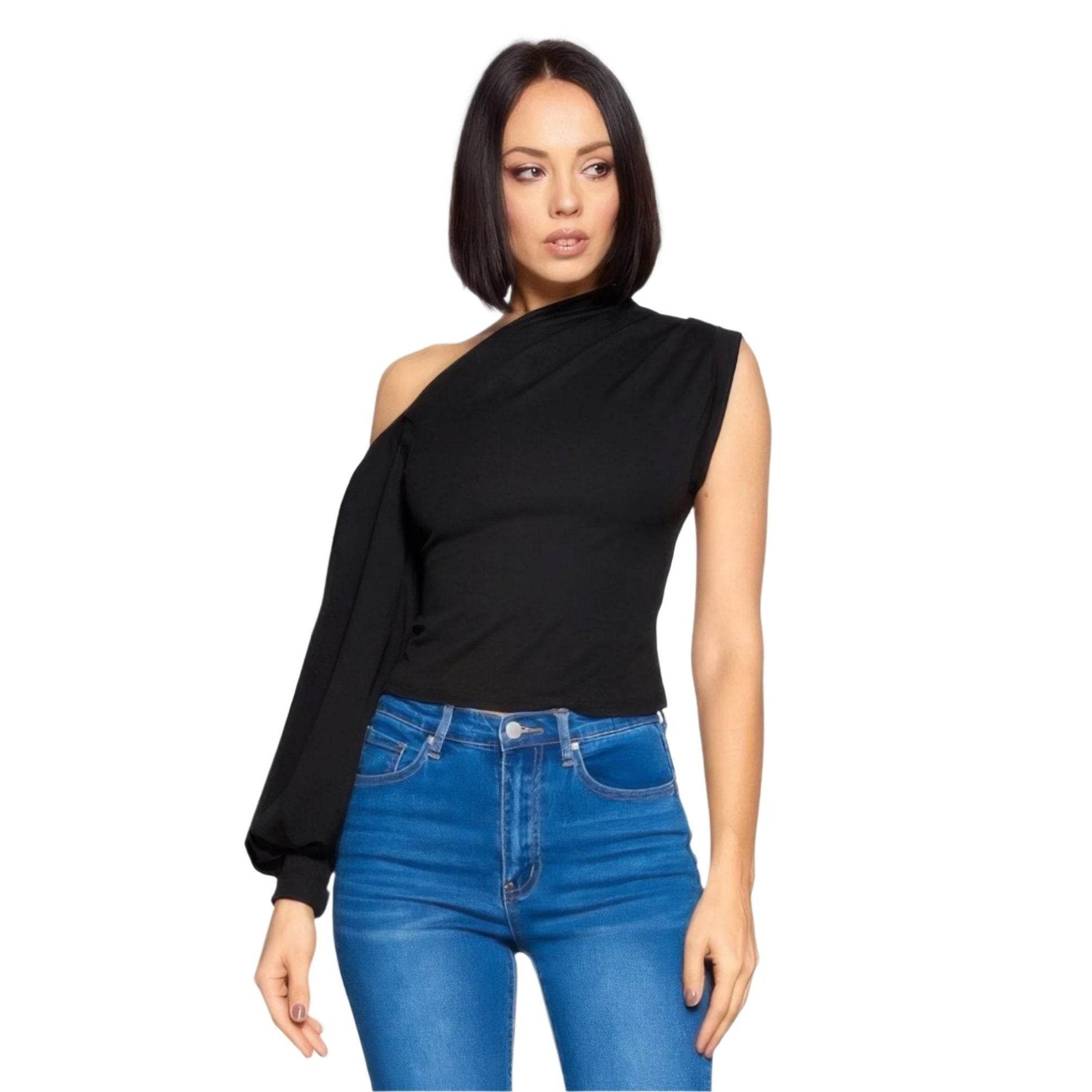 Ladies One-shoulder Top - VacationGrabs