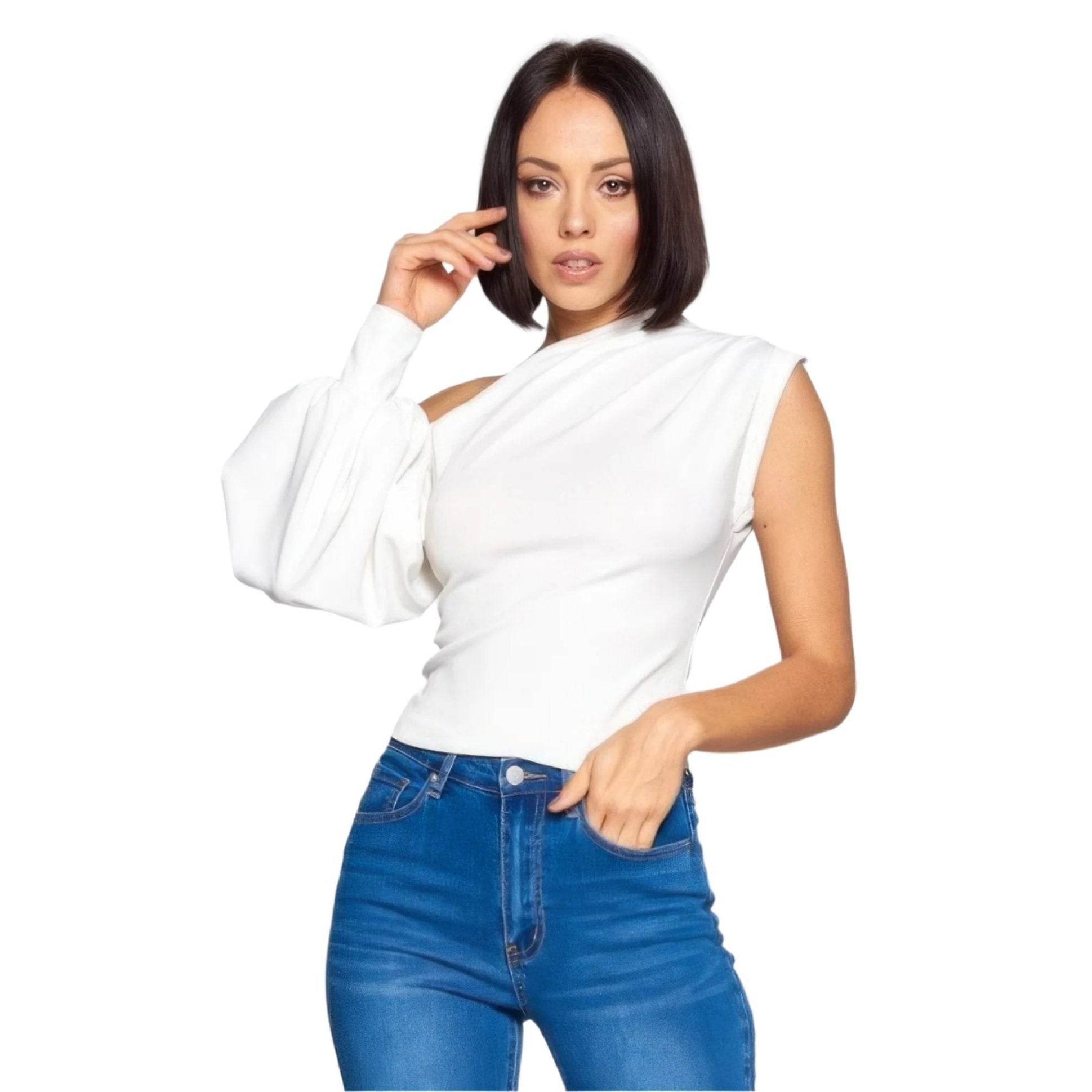 Ladies One-shoulder Top - VacationGrabs