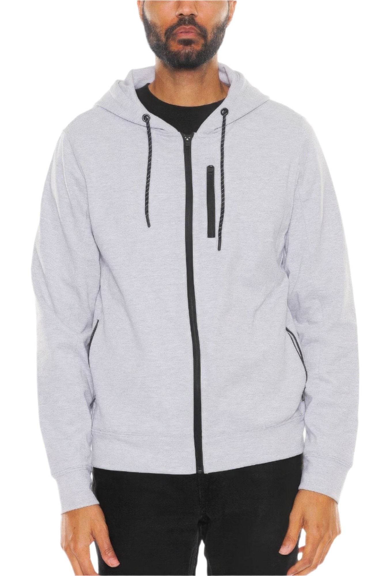 Solid Heathered Zip Up Jacket - VacationGrabs