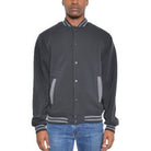 Mens Fleece Snap Button Varsity Jacket - VacationGrabs
