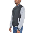 Mens Fleece Snap Button Varsity Jacket - VacationGrabs