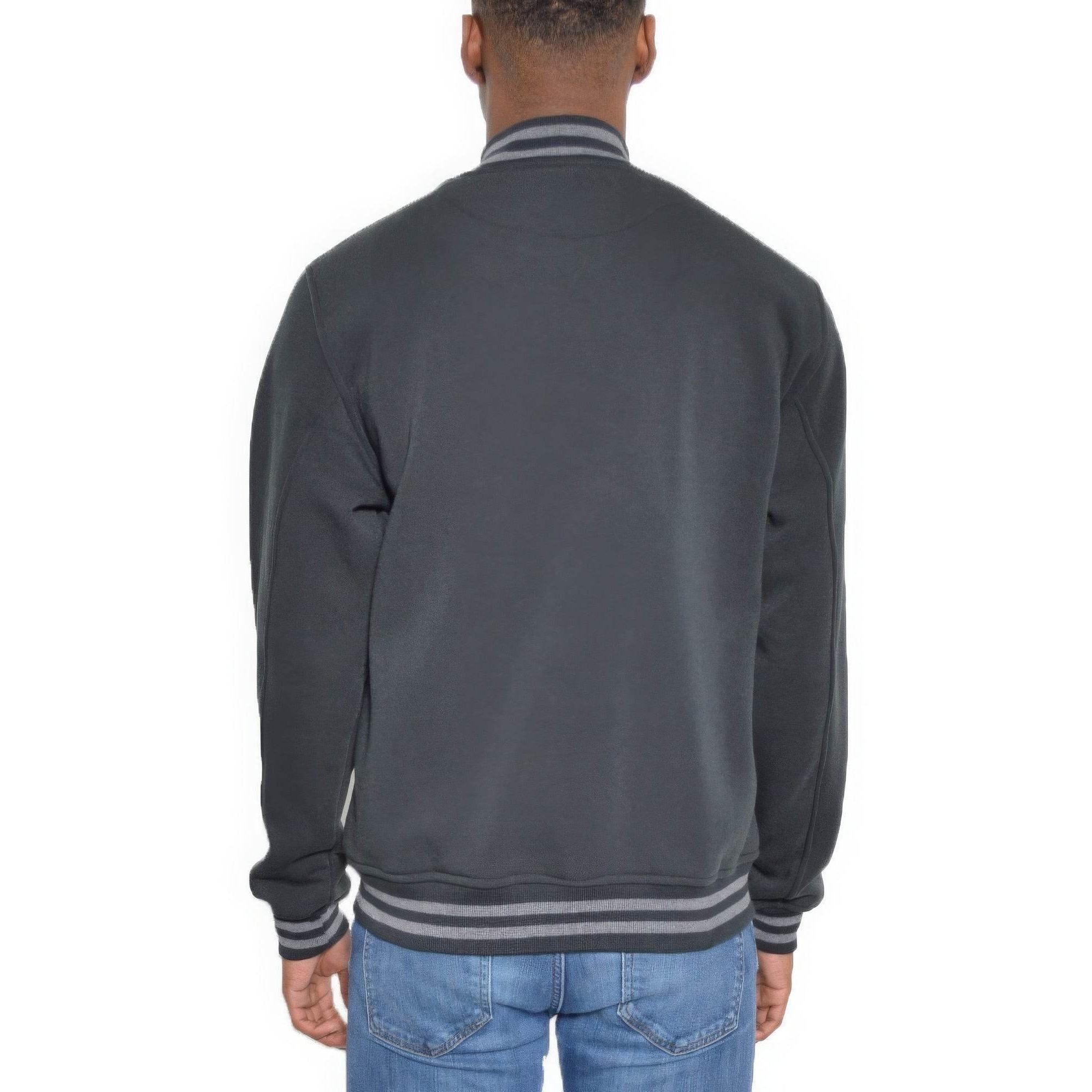 Mens Fleece Snap Button Varsity Jacket - VacationGrabs