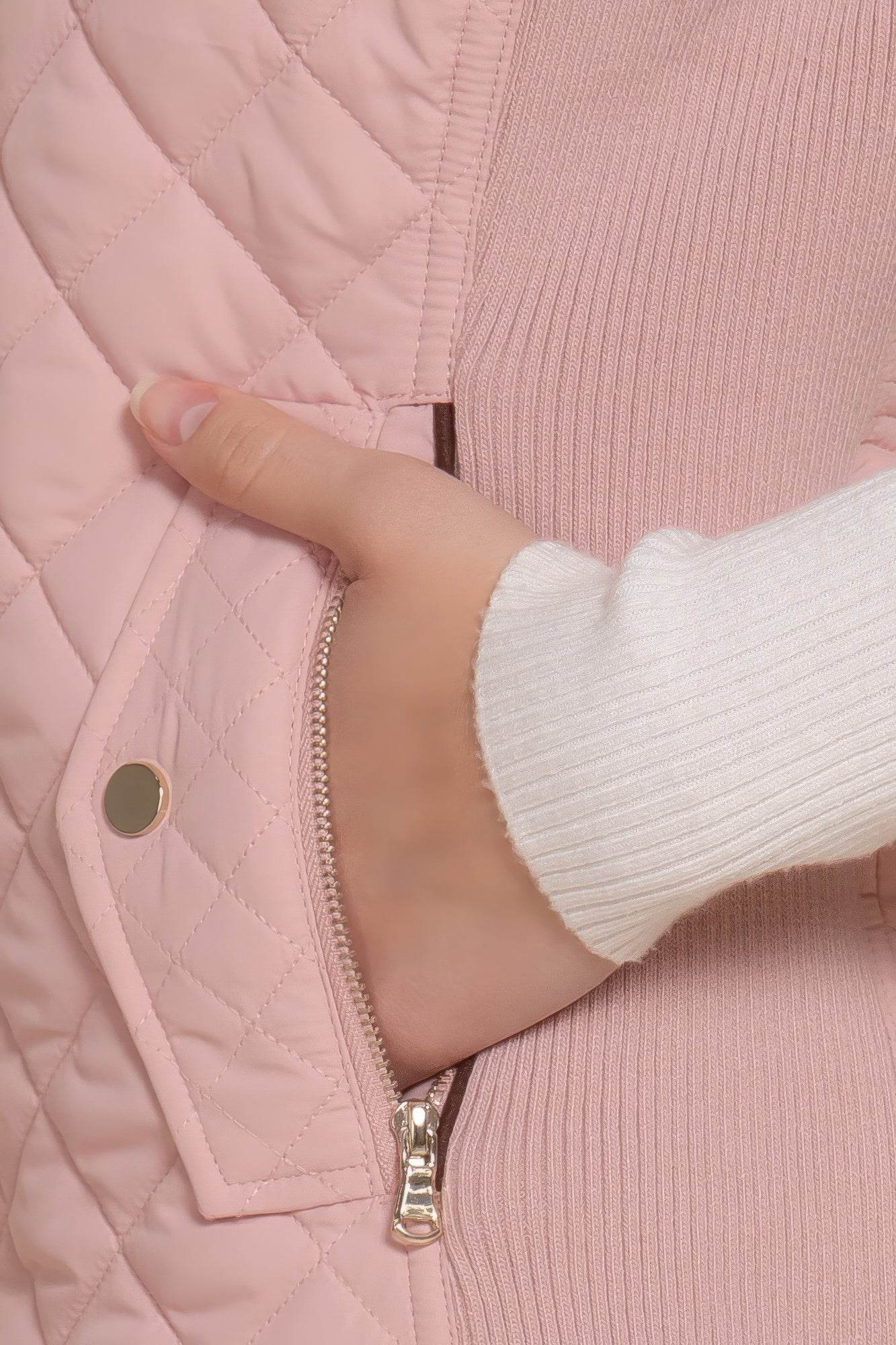 Suede Piping Quilted Padding Vest - VacationGrabs