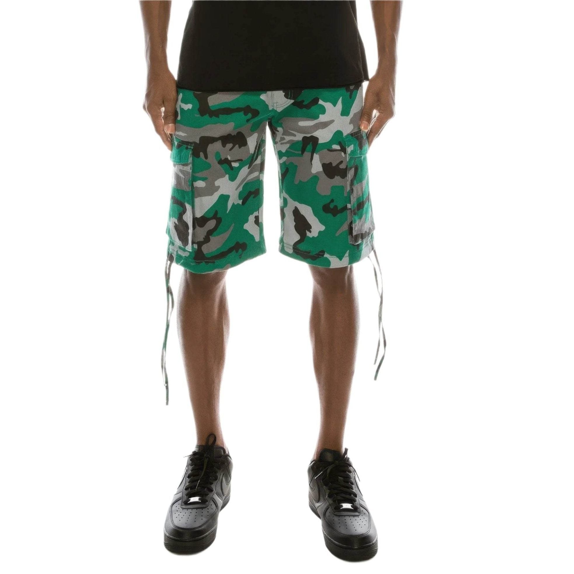 Men's Camo Belted Cargo Shorts - VacationGrabs