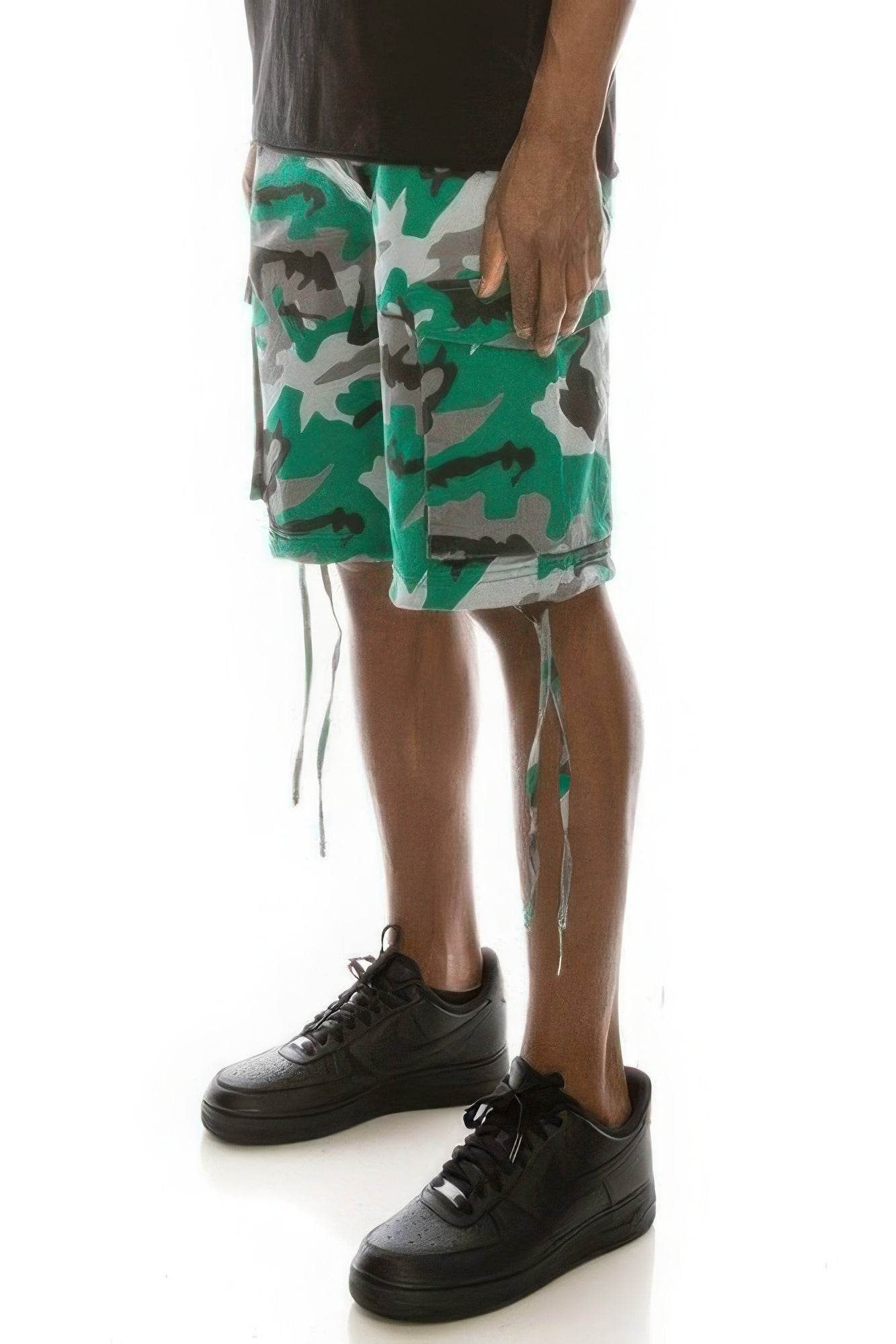 Men's Camo Belted Cargo Shorts - VacationGrabs