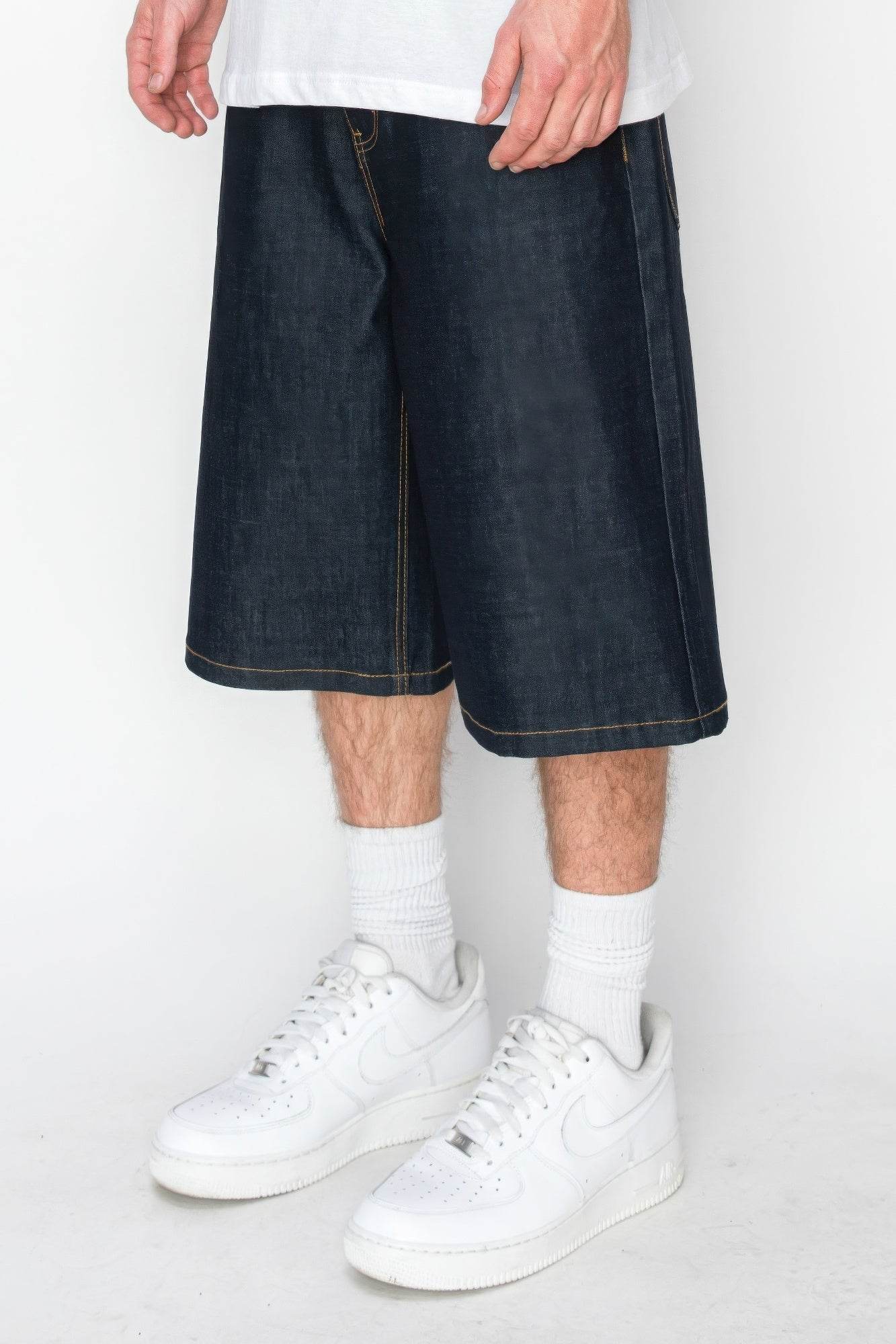 Baggy Fit Raw Denim Shorts - VacationGrabs