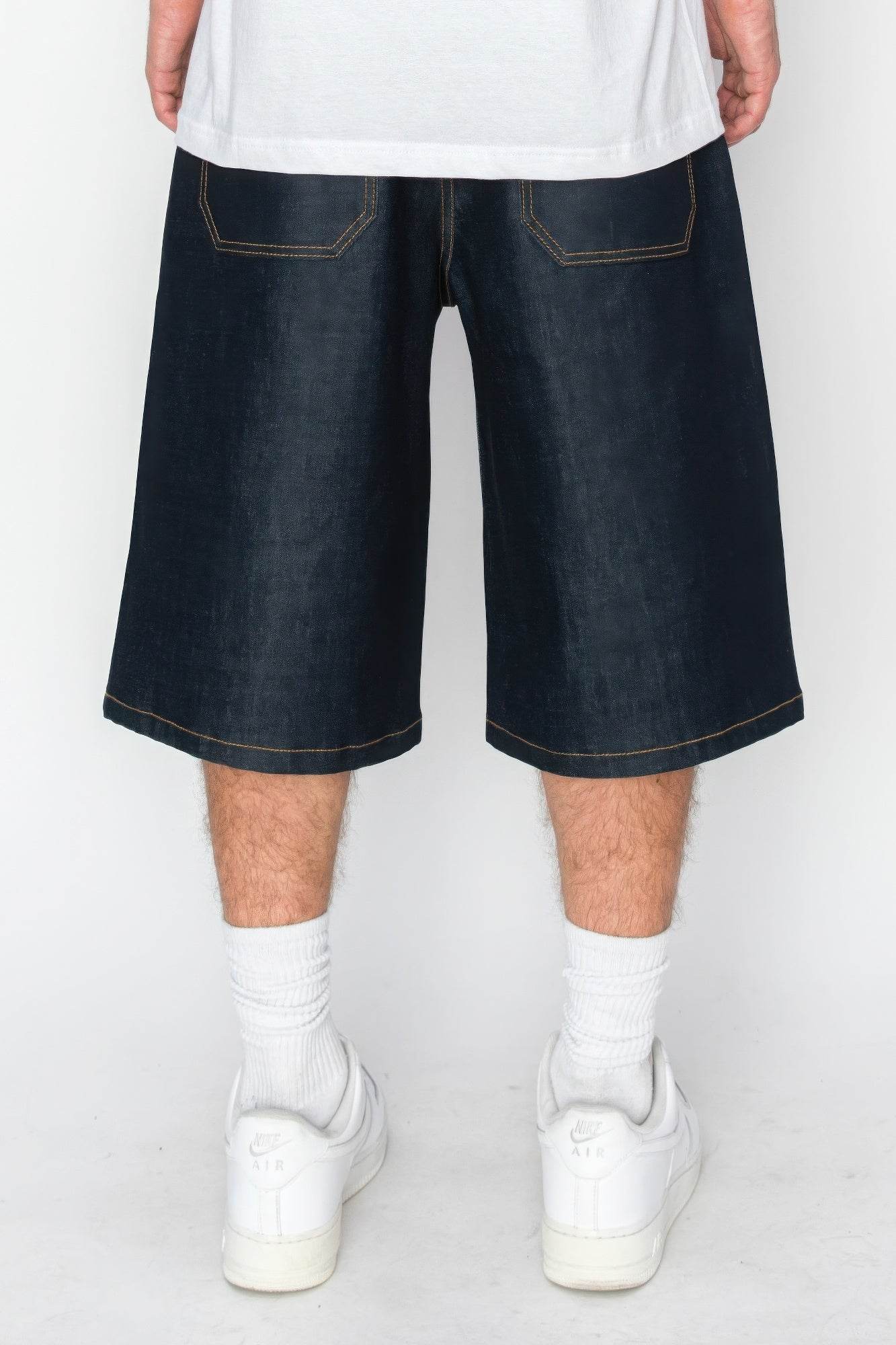 Baggy Fit Raw Denim Shorts - VacationGrabs