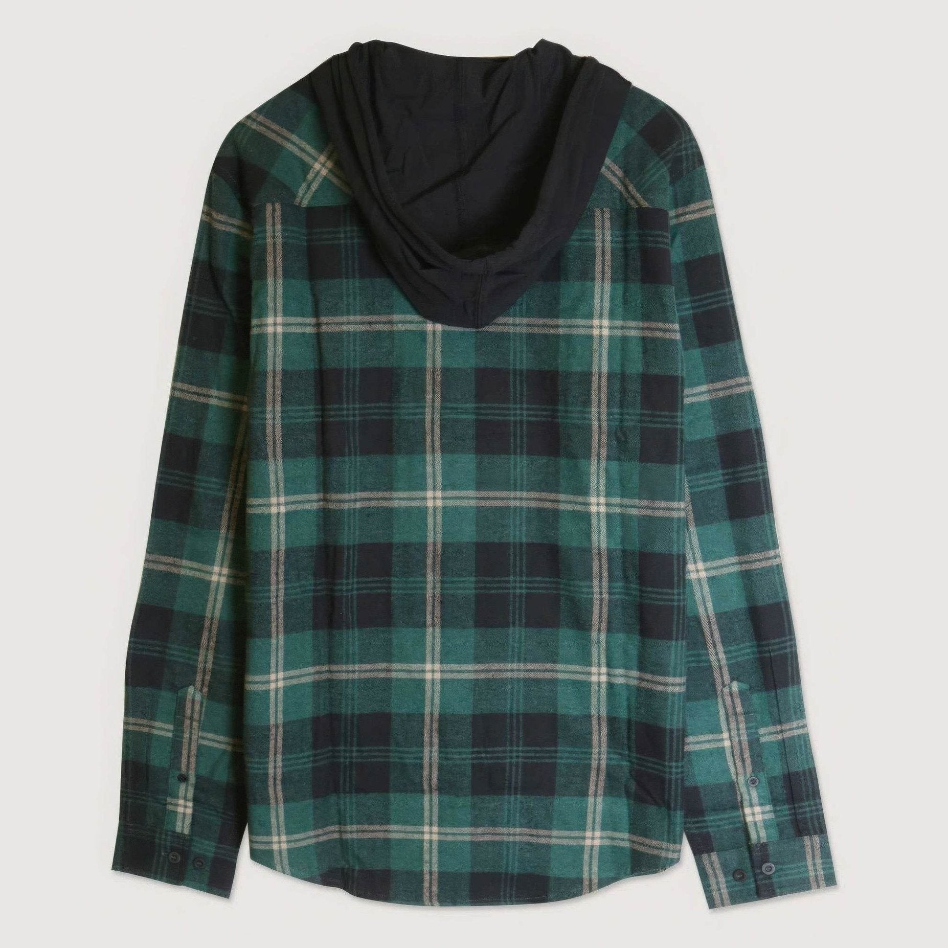 Contrast Pocket Plaid Hooded Shirt - VacationGrabs