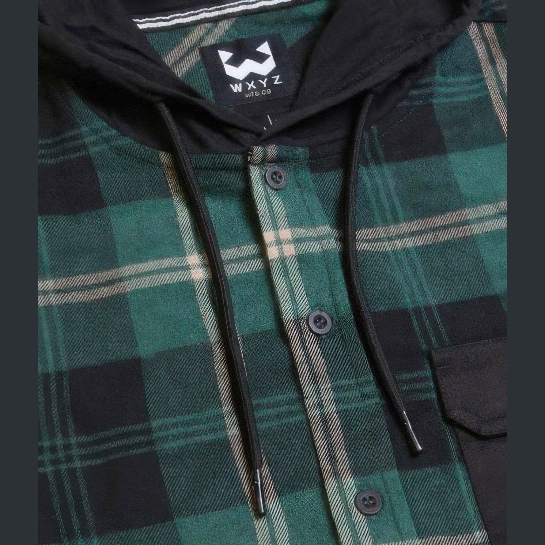Contrast Pocket Plaid Hooded Shirt - VacationGrabs