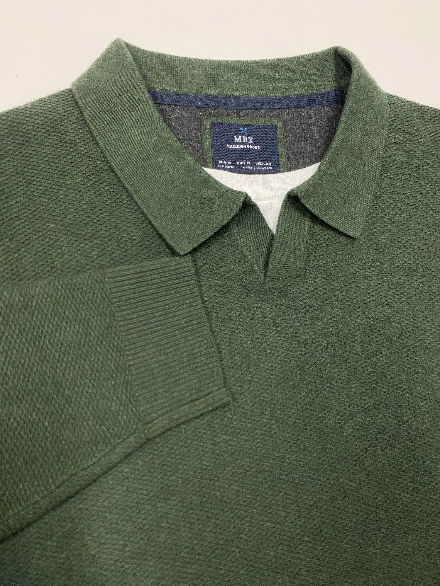 Men's Hunter Green Collared Knit Sweater - VacationGrabs