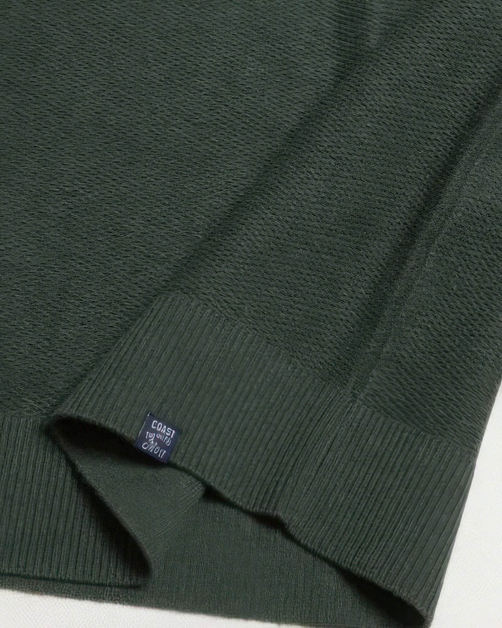 Men's Hunter Green Collared Knit Sweater - VacationGrabs