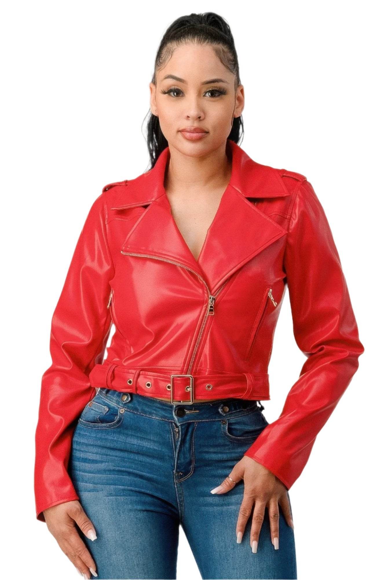 Women's Pu Leather Jacket - VacationGrabs