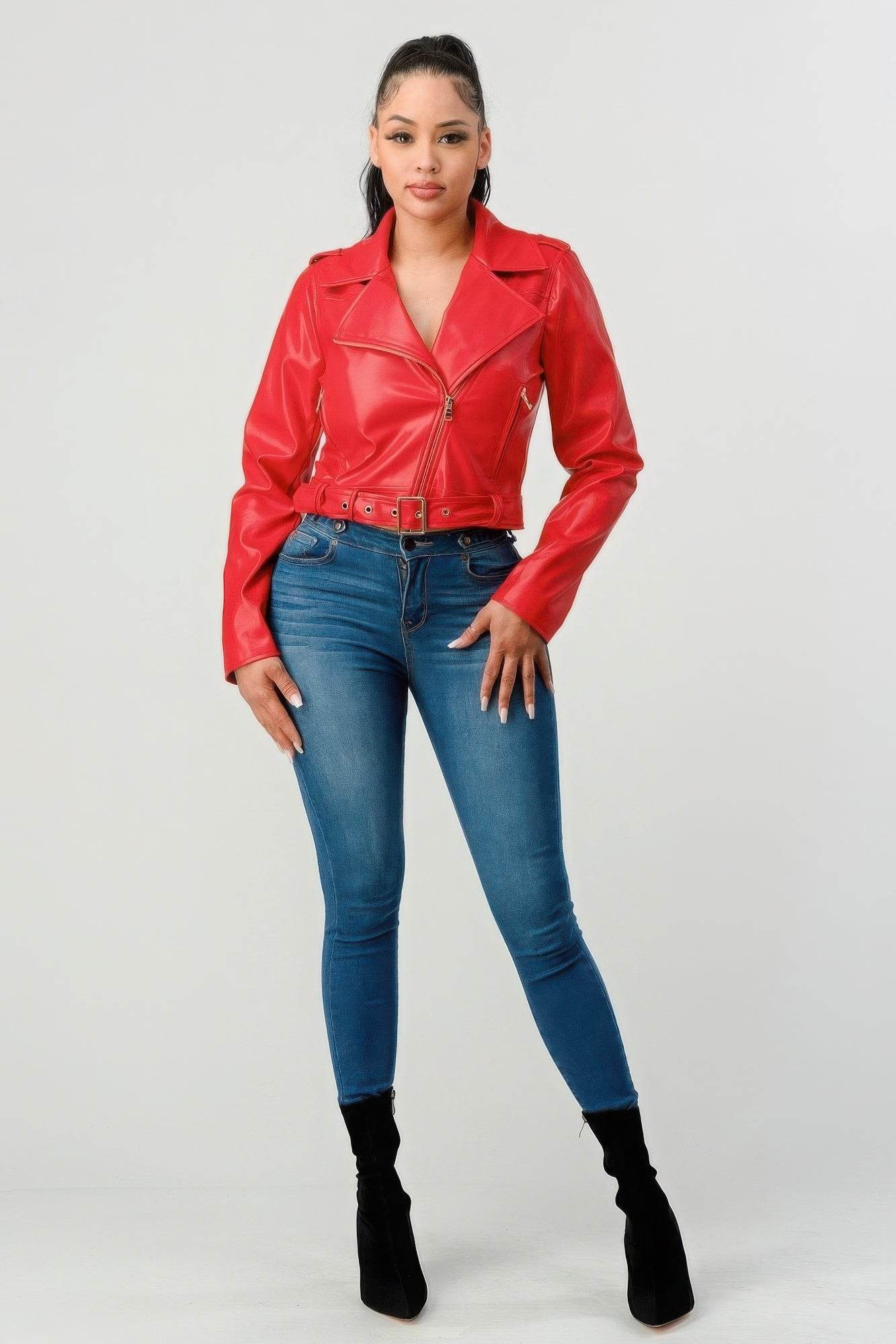 Women's Pu Leather Jacket - VacationGrabs