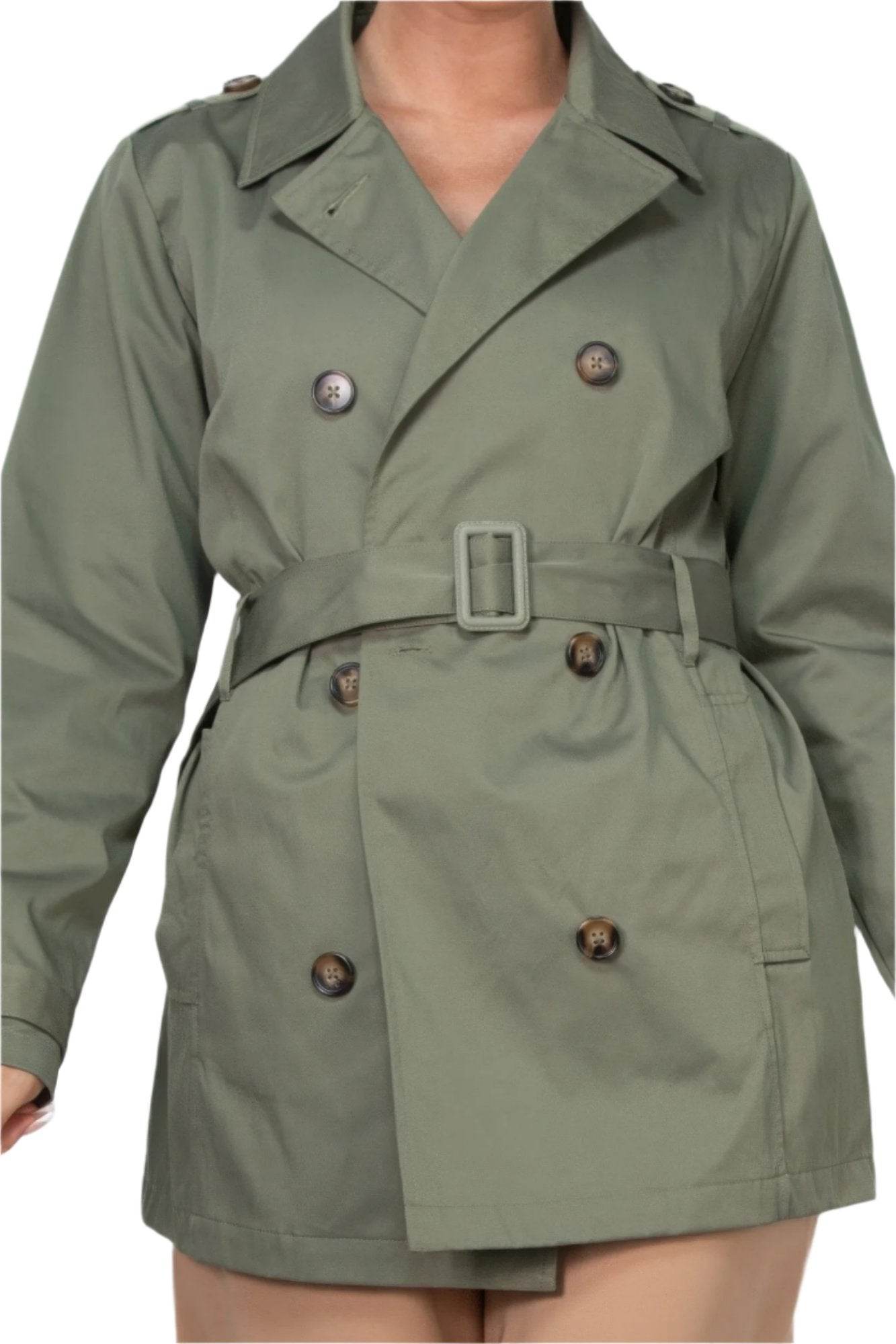 Double-breasted Notch Belted Coat - VacationGrabs