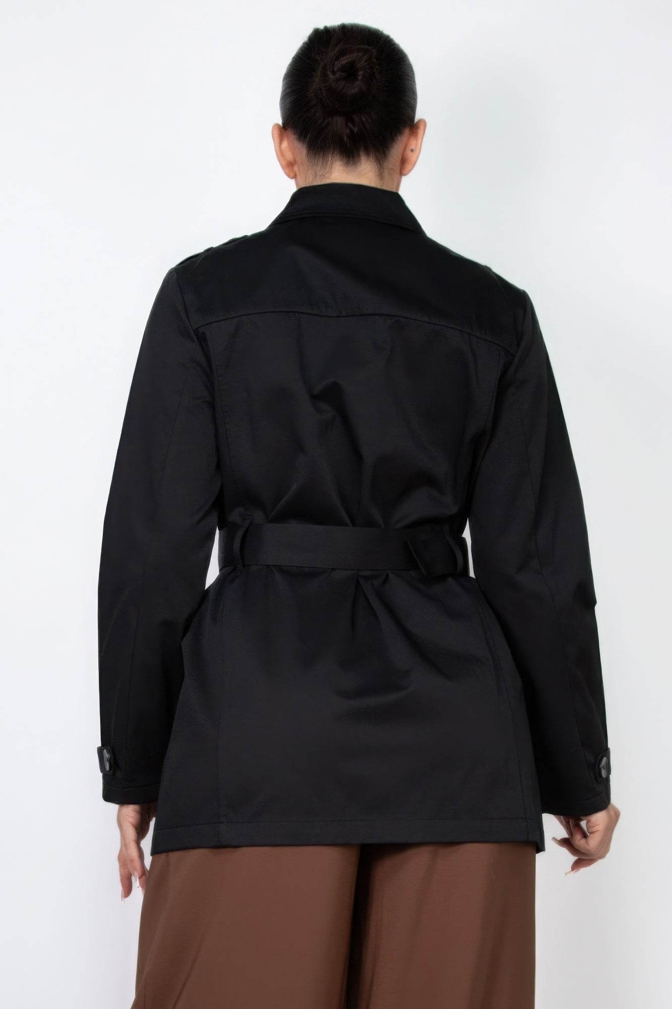 Double-breasted Notch Belted Coat - VacationGrabs