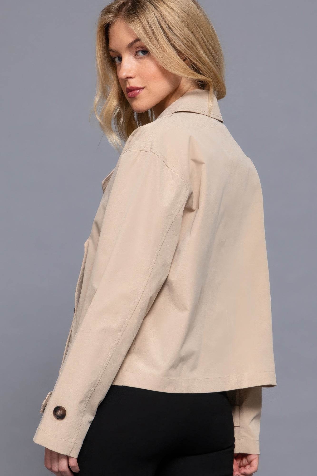 Double Breasted Short Trench Jacket - VacationGrabs