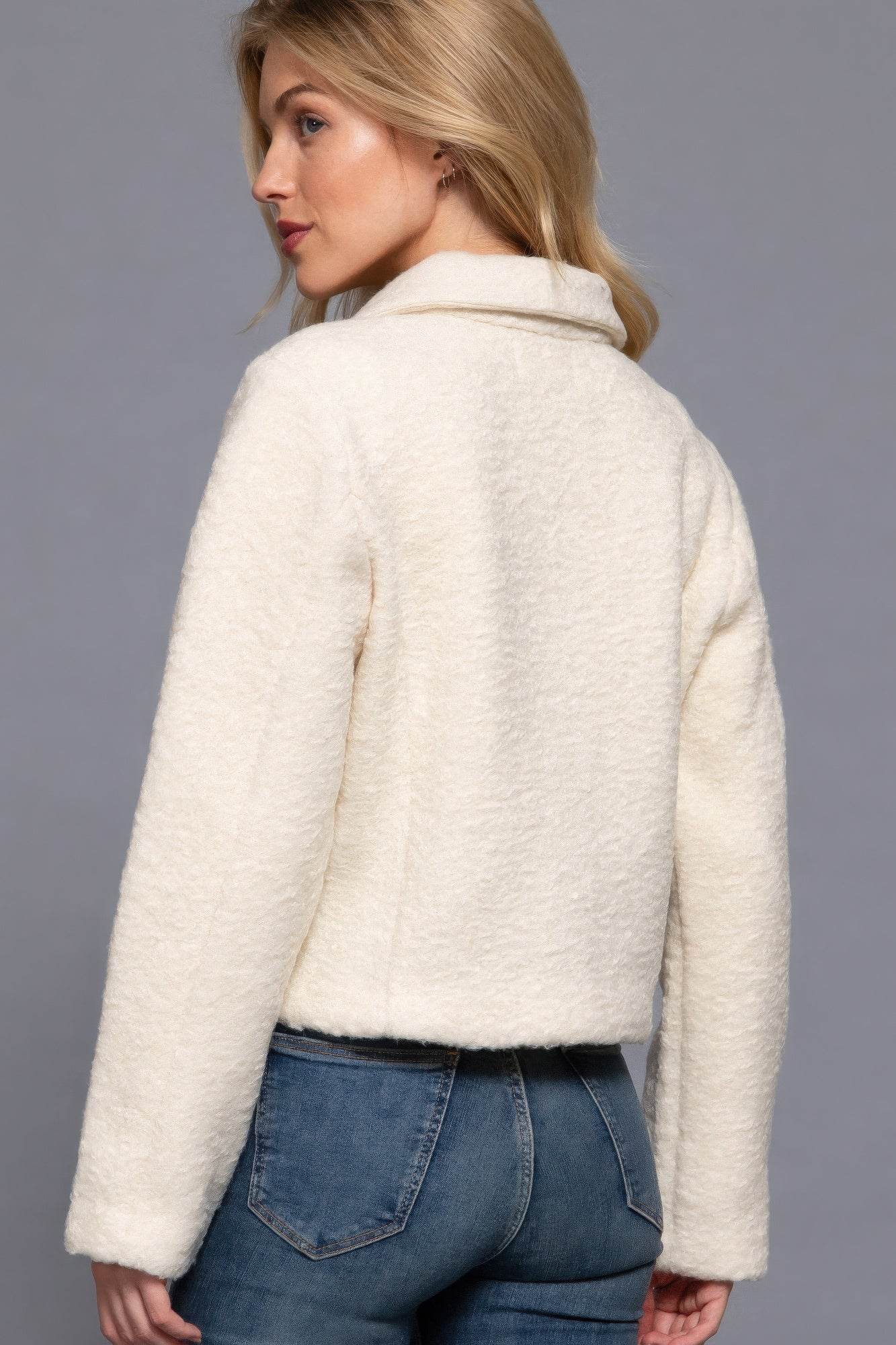 Long Slv Teddy Fleece Short Jacket - VacationGrabs