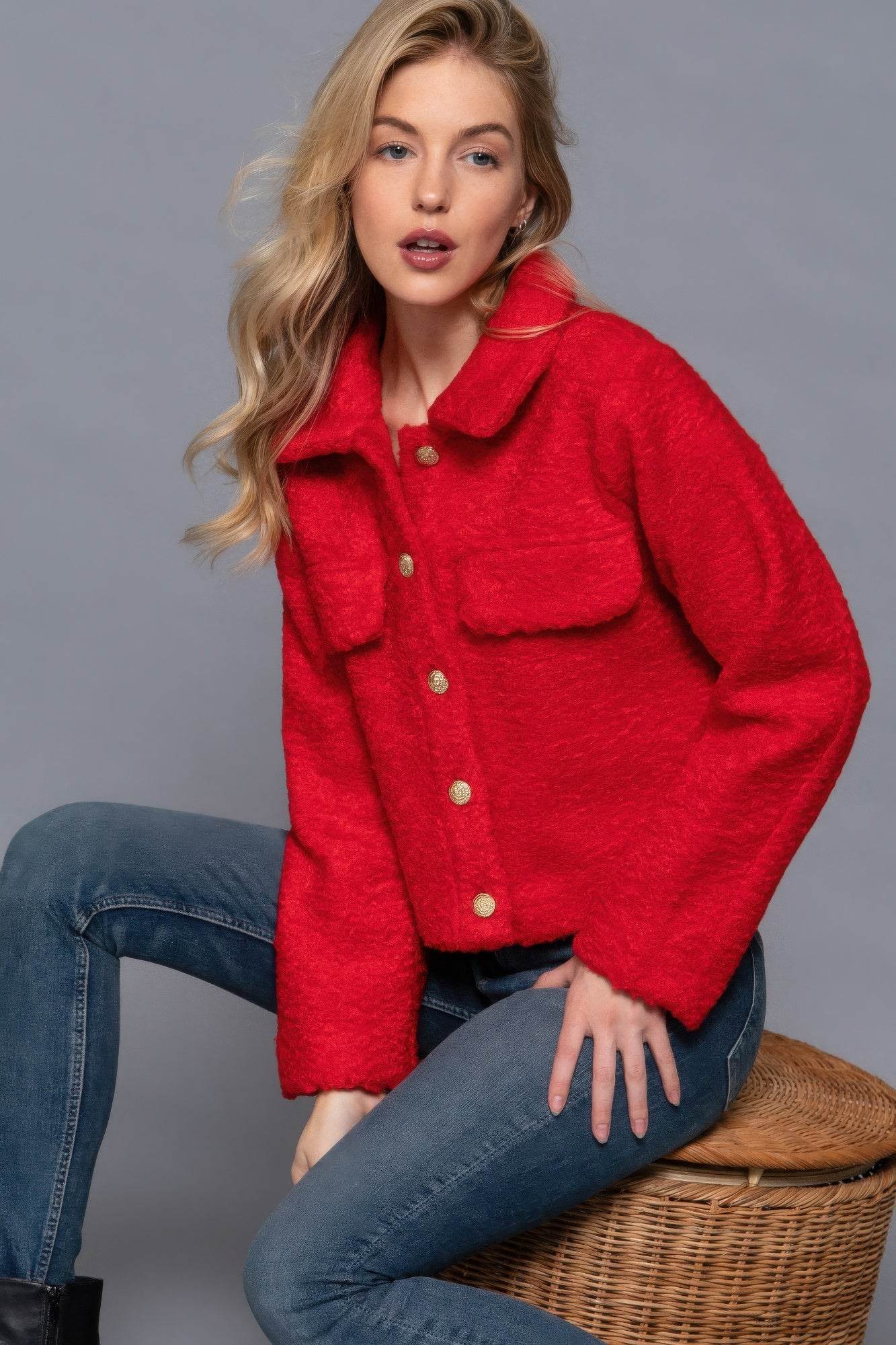 Long Slv Teddy Fleece Short Jacket - VacationGrabs
