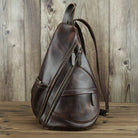 Unique Casual Genuine Leather Triangle Backpack for Men Women - VacationGrabs