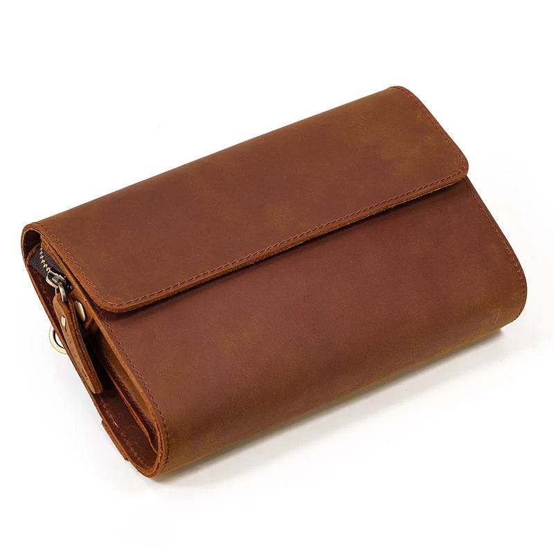 Top Quality Handmade Leather Long Wallet Original Designer Natural Cowskin - VacationGrabs