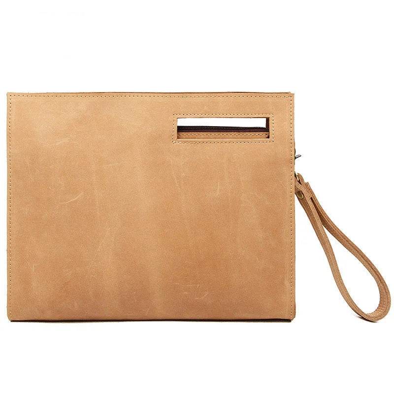 High Grade Large Leather Clutch Bag with Shoulder Strap for Men - VacationGrabs