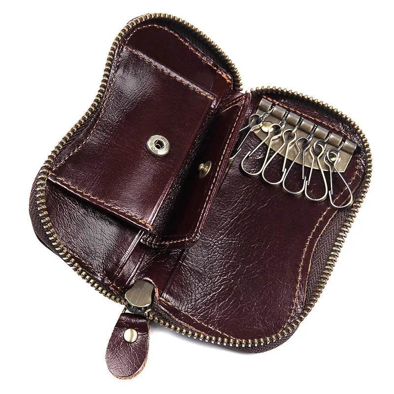 Leather Keycase Key Holder for Car Key Bag Cowhide Coin Wallet - VacationGrabs