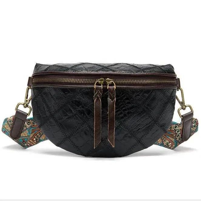 Boho Style Leather Waist Bag for Women Crossbody Chest Bag - VacationGrabs