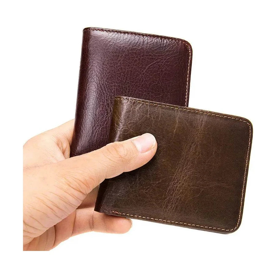 Soft Leather Short Wallet for Men RFID Coin Purse Small Wallet - VacationGrabs
