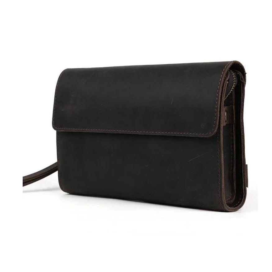 Top Grade Men's Genuine Leather Day Clutch | Crazy Horse Wallet - VacationGrabs