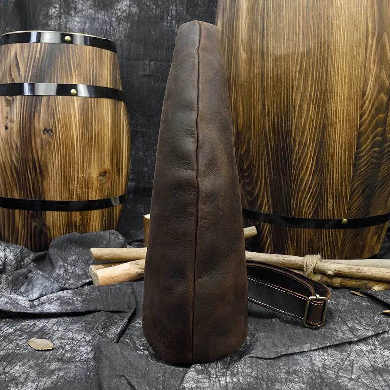 Unique Leather Chest Bag Fashion Crazy Horse Leather Crossbody - VacationGrabs