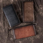 Genuine Leather Long Wallet with Wristlet for Women Cowskin Card Purse - VacationGrabs