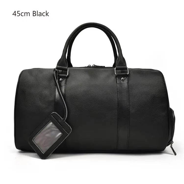 Natural Cowskin Waterproof Men’s Leather Weekend Overnight Bag - VacationGrabs