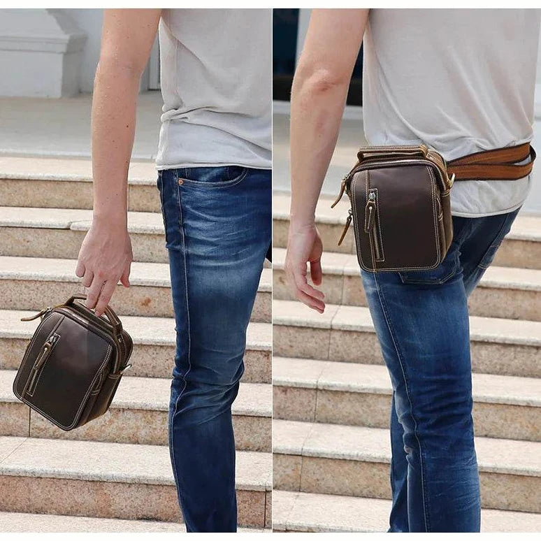 Super Quality Men’s Mini Shoulder Bag Genuine Leather Phone Pouch - VacationGrabs