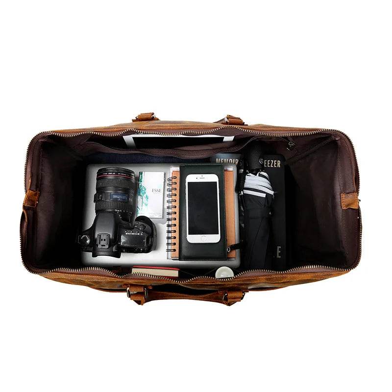 High-End Genuine Leather Travel Duffel Bags for Men Large Size - VacationGrabs