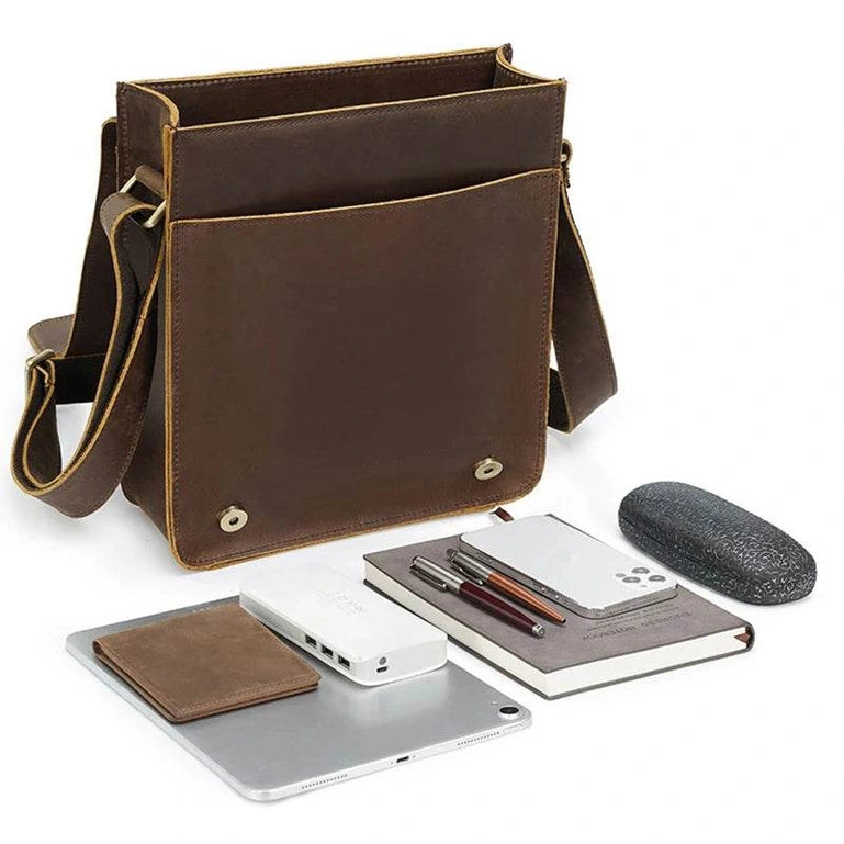 High-Quality Men's Leather Shoulder Messenger Crossbody Bag - VacationGrabs