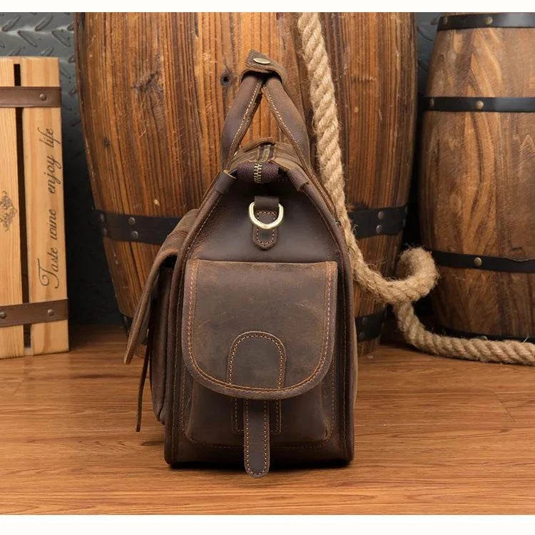 Top Grade Men’s Leather Briefcase with Shoulder Strap Handbag - VacationGrabs