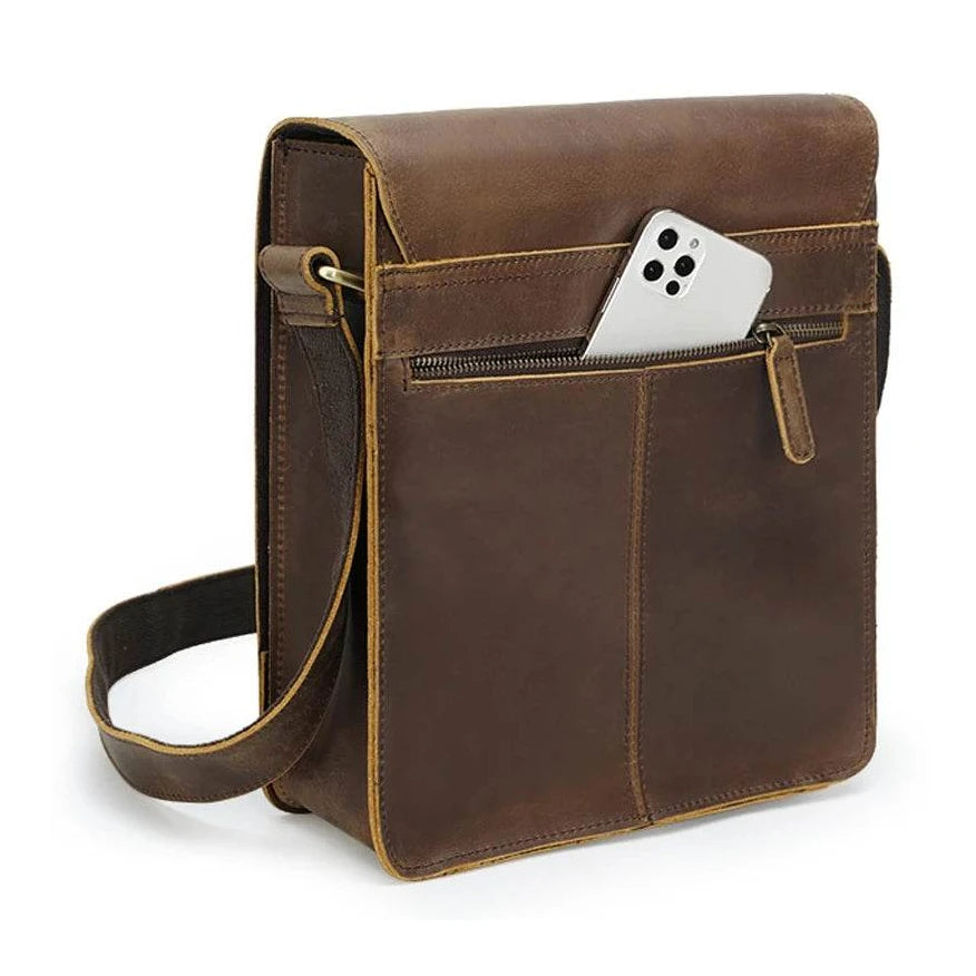 High-Quality Men's Leather Shoulder Messenger Crossbody Bag - VacationGrabs