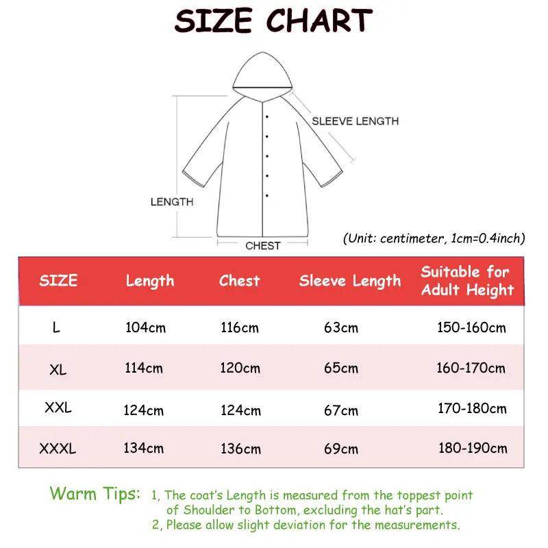 Black Adult Waterproof Long Raincoat Women Men Hooded Rain - VacationGrabs