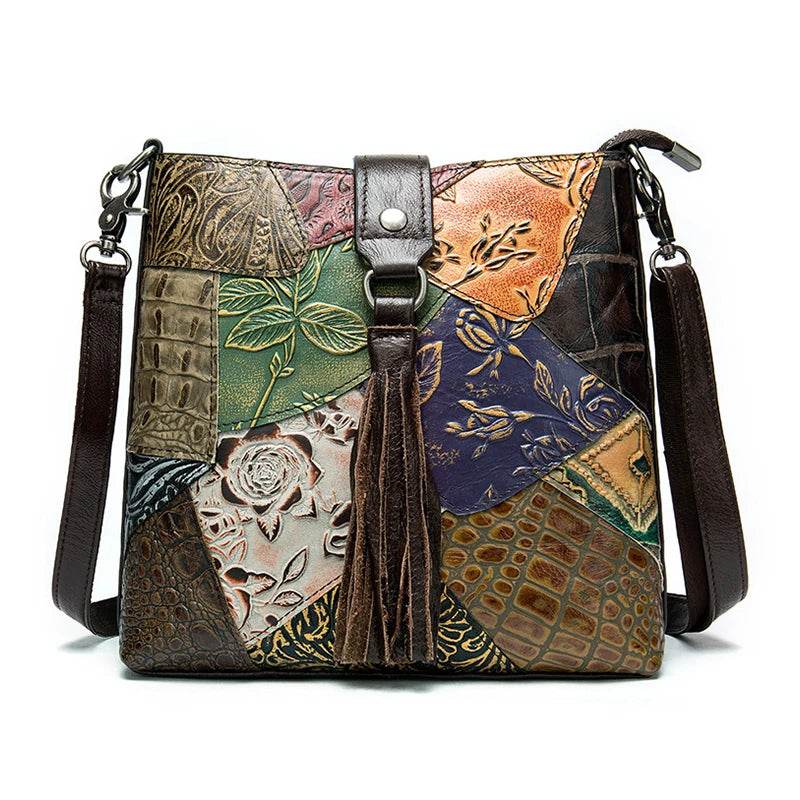 Ethnic Style Genuine Leather Shoulder Bag for Women Crossbody - VacationGrabs