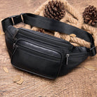Genuine Leather Leather Chest Bag for Women Unisex Sports Fanny - VacationGrabs
