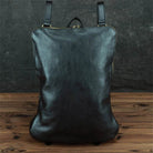 Simple Design Leather Backpack for Men Black Soft Cowskin Bag - VacationGrabs