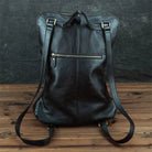 Simple Design Leather Backpack for Men Black Soft Cowskin Bag - VacationGrabs