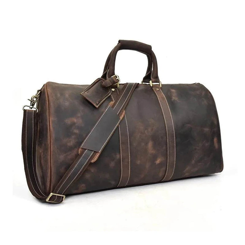 Vintage Genuine Leather Travel Bag Weekend Duffels - VacationGrabs
