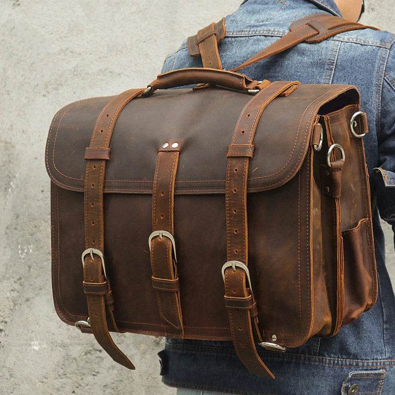 High Capacity Leather Laptop Briefcase Business Backpack - VacationGrabs