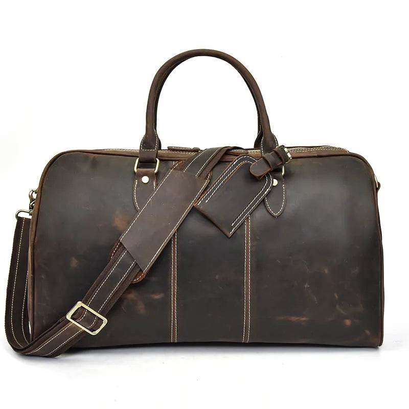 Real Leather Travel Weekender Bag for Men & Women Genuine Duffle - VacationGrabs