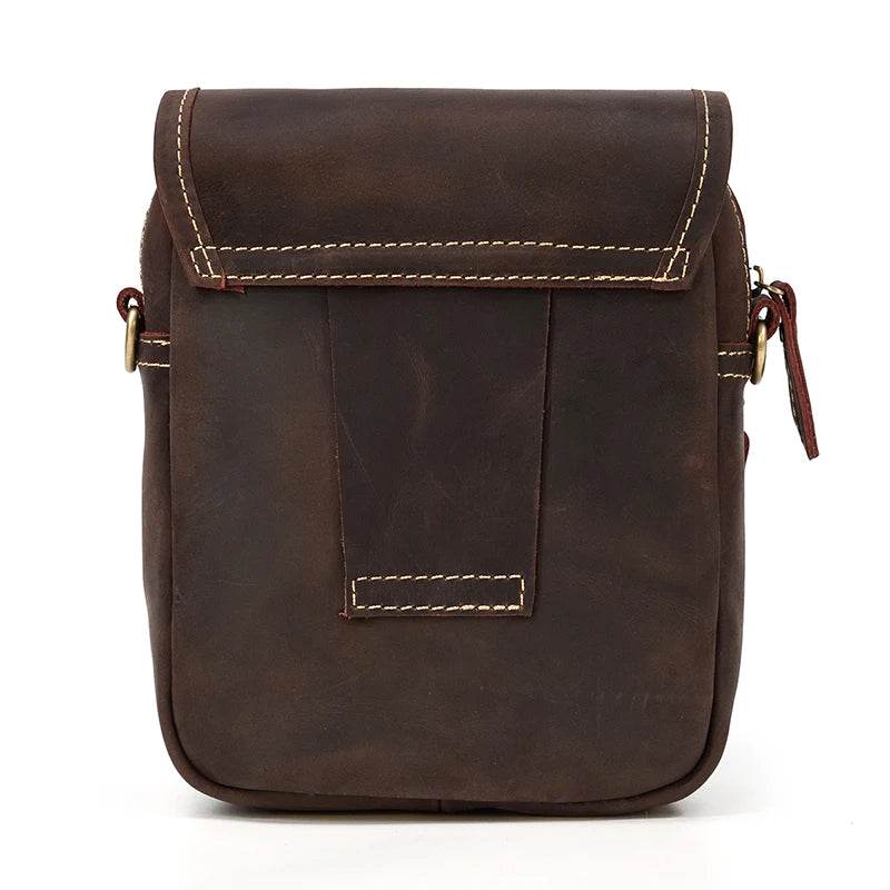 Vintage Leather Small Shoulder Waist Belt Bag for Men - VacationGrabs