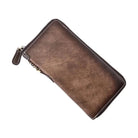 Genuine Leather Long Wallet with Wristlet for Women Cowskin Card Purse - VacationGrabs