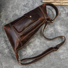 Retro Big Leather Chest Bag Sports Hiking Crossbody Sling Bag - VacationGrabs
